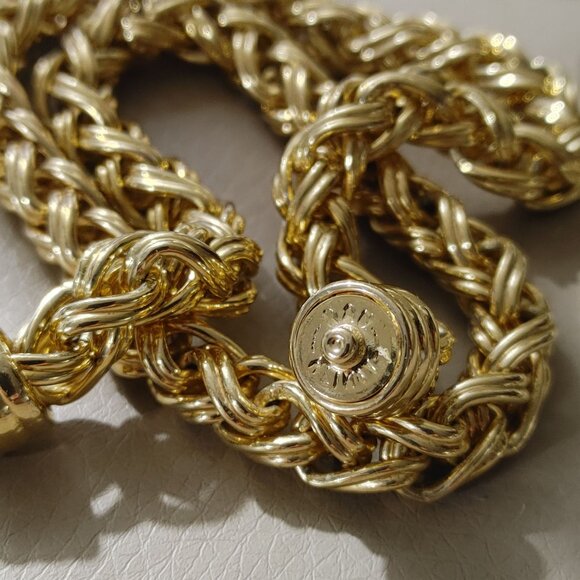 Joseph Esposito Snap Woven Chain Necklace Detachable Pendant Gold Tone Black Red - Picture 14 of 16